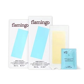 Flamingo Body Wax Kit - Women's Waxing Kit with 48 Strips and 12 Post-Wax Cloths
