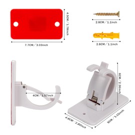 4PCS White Curtain Pole Bracke，No Drill Curtain Rod Brackets Self Adhesive Curtain Rod Hooks Curtain Hangers for Poles Less Than 40mm in Diameter Pole with Screws (Curtain Rod Not Included)