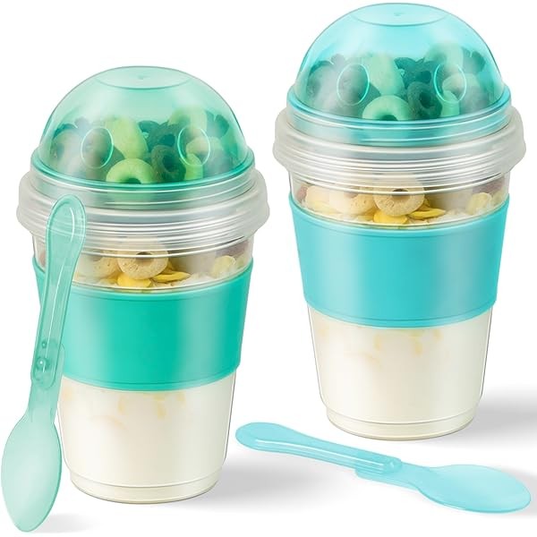 Freshmage Yogurt Parfait Cups with Lids, 2 Pack 20 oz