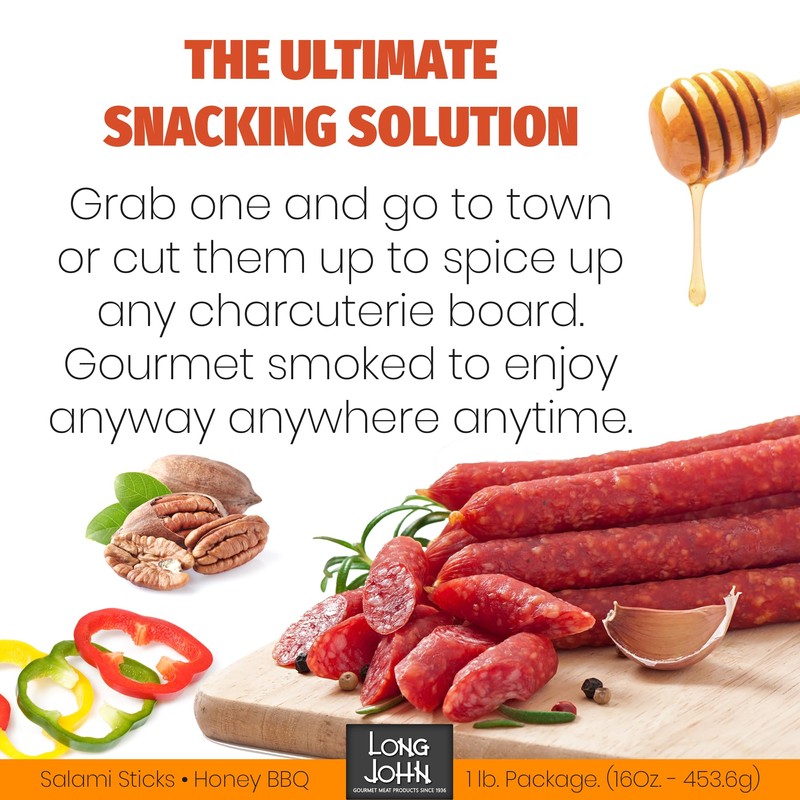 Long John Snacks Honey BBQ Dried Salami Stix – Made