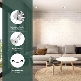 ledscom.de FERE Recessed Ceiling Spotlight Fitting Frame Chrome Matt Swivelling GU10 PAR16 LED 6.74 W = 6.74 W 630 lm White