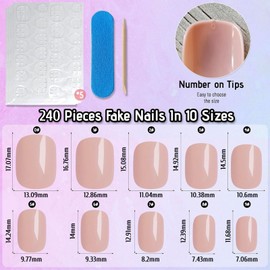 LunarCharm 240 Stück quadratische nude rosa Press on Nägel kurze künstliche hautfarben quadratisch auf Nägeln vollständige Abdeckung künstliche Fingernägel für Anfänger DIY