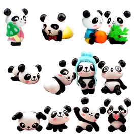 Milya Pack of 12 Cute Miniature Decorative Figures Panda Bear Cupcake Decoration 3.2 x 2.8 cm for Home Kitchen Bedroom Children's Room Garden Shop