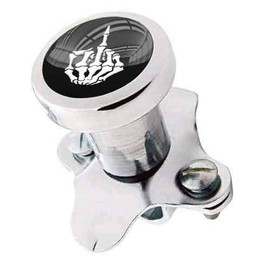 TrickToppers Billet Aluminum Polished Steering Wheel Spinner Suicide Brody Knob for Hot Rod Customs Car Truck SUV Tractor Trailer Big Rig Boat and More - Vintage Skeleton Skull Finger FU White