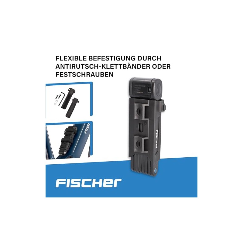 FISCHER 50385 Faltschloss inkl Halterung und 2 Sicherheitsschl√ºssel | schwarz