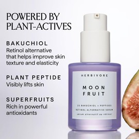 HERBIVORE Suero Facial Moon Fruit Con Alternativa Al Retinol Bakuchiol, Extrafuerte: 1% de Bakuchiol + Péptidos, Suaviza La Piel, Reduce Líneas de Expresión Y Arrugas, de Origen Vegetal, Vegano, Sin