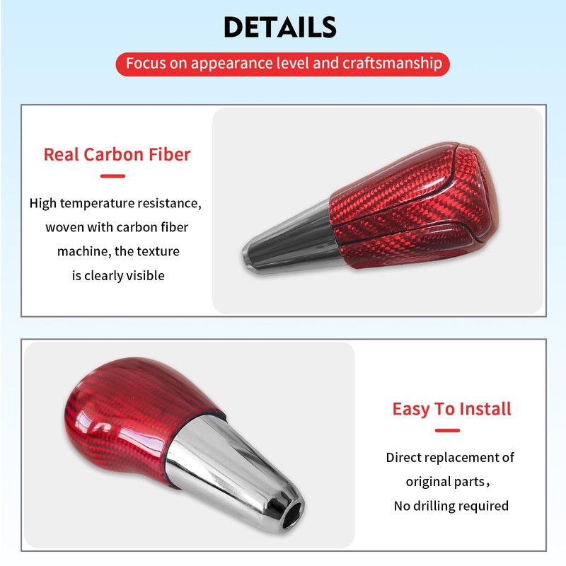BLAKAYA Compatible with Carbon Fiber Gear Shift Knob Head Cover