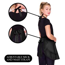 Betty Dain Noir Chic Bleach-Proof All-Purpose Salon Apron: Stylish, Lightweight Polyester with Ruffle Details, Extra Long Ties, and Two Side Pockets for Ultimate Functionality