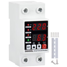 DIHOOL Overvoltage Protection DIN Rail and Low Voltage Protection AC 230 V 1-63 A Adjustable Current Overload Protection 8.8 KVA Voltage Protection