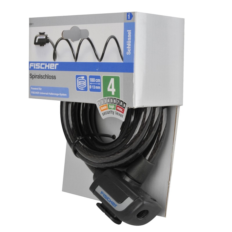 FISCHER 85911 Spiral Lock Length 180 cm Black