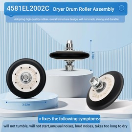 Upgraded Dryer Repair Kit Compatible with LG Kenmore Dryers Includes 4581EL2002C Dryer Drum Roller 4400EL2001A Dryer Belt 4561EL3002A Idler Pulley and Spring，Pictures 6, 7 are Fit Models