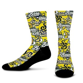 For Bare Feet SAVANNAH BANANAS Montage Crew Sock Team Colors Large
