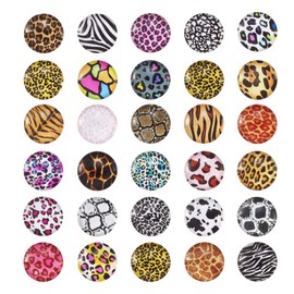 Pandahall 1Box/180Pieces Animal Skin Printed Glass Cabochons Flatback Half Round Dome Glued Tiles Mixed Color 12x4mm for Circle Bezel Tray Setting
