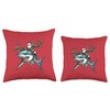 Santa Riding Shark Reindeer Antlers Merry Christmas Shark Throw Pillow