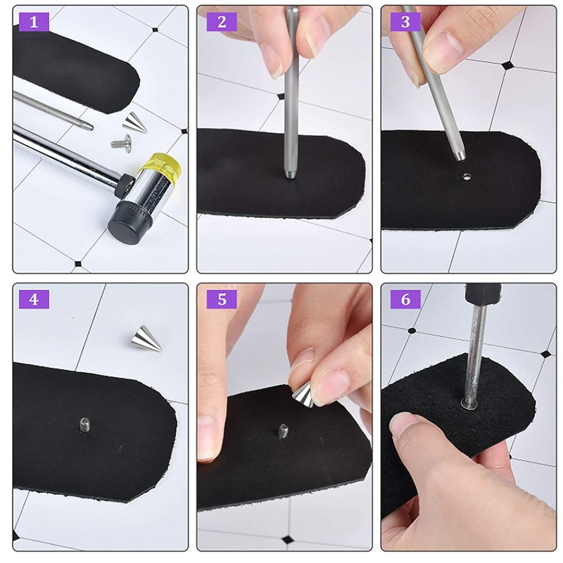 smatime Pointed Punk Rivets Metal Killer Rivets Cone Spikes Studs