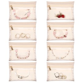 YBEATY 8 Pcs Travel Jewelry Bags Portable Transparent velvet zipper pockets Storage Bag Women Organizer Case for Storage Visualization Design for Rings Earrings Necklaces