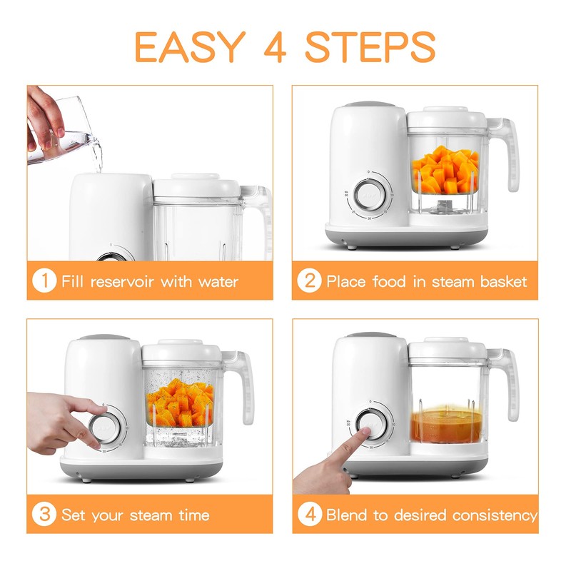 AMZBABYCHEF Baby Food Maker, 4 in 1 Baby Food Processor