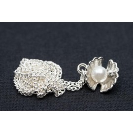 Miniblings Oyster Shell Chain 45cm Pendant Necklace Pearl Metal Silver White