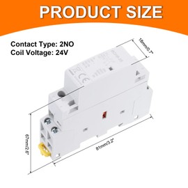 sourcing map AC Contactor 25A 2 Pole 2NO 24V Load and Lighting Circuit Control DIN Rail Mount