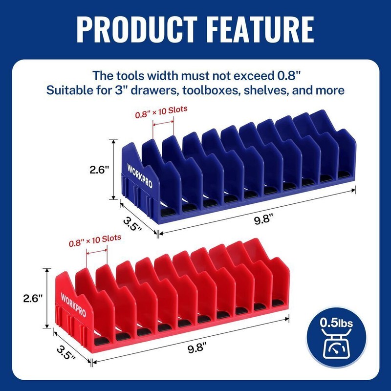 WORKPRO 2PC Plier Organizer Rack Tool Box Organizer 20Slot Tool
