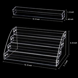 Organizador en acrílico para exhibición de botellas con líquido, aceites esenciales y mostrador de cosméticos, multicharola para pinturas de uñas, para maquillaje, puesto para jugos, muestras, juguetes, etc; color transparente, Transparente, 4 floor