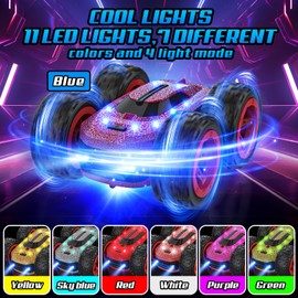 Remote Controlled Car from 5 6 7 8 9 10+ Years, 4WD Offroad RC Cars Toy Boys Girls Gift Children Garden Outdoor, 180° Flip Stunt Car Toy with Remote Control and LED Outdoor Children's Toy