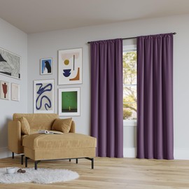Sun Zero Rianna Theater Grade Extreme 100% Total Blackout Rod Pocket Curtain Panel, Amethyst Purple, 40" W x 84" L (1 Panel)