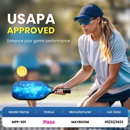 Mayboom Pickleball Paddles Set of 2 or 4, USAPA Approved Pickleball Paddles Set with 4 Pickleball Balls and Pickleball Carry Bag, Fiberglass Pickle Ball Rackets 2 Pack for Beginners(Crystal B&G)