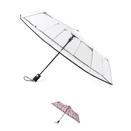 Totes Women's Ultra Clear Auto Open Compact Umbrella, Black