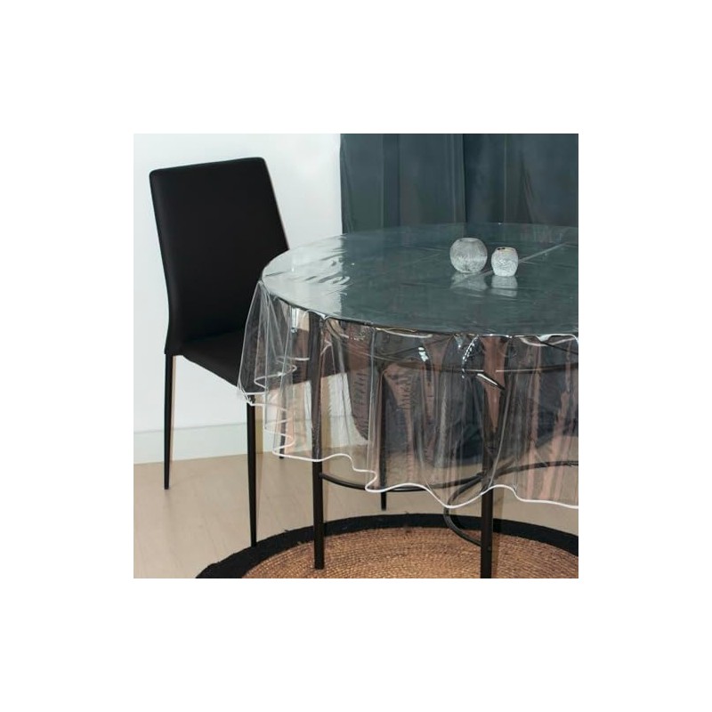 Soleil d'ocre, Cristal Clear Round Tablecloth 300 Microns Diameter 180