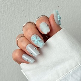 Syrup Chrome Parts Ball Charm Handmade Nail Tips 15 Colors - Square-Short / 시럽 크롬파츠 볼참 수제네일팁 15컬러 - 스퀘어-숏