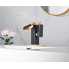 One Hole Bathroom Faucets LED Waterfall Spout Black and Gold