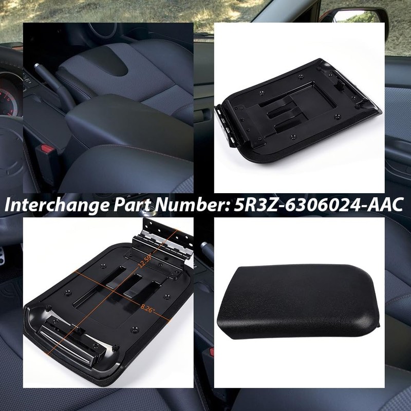 ALLGOOD Center Console Armrest Lid w/Latch Compatible with Ford Mustang