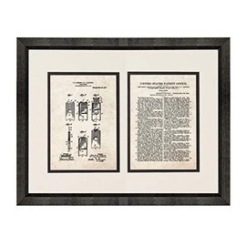 Cigar Cutter Patent Art Old Look Print in a Beveled Black Wood Frame with a Double Mat (20" x 24") M13297