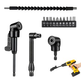 105° Angle Wrench Attachment Adapter 14 Pieces Angle Screwdriver Attachment Set with 1/4 Inch Hex Shank, Angle Gear, Flexible Bit Holder Angle Attachment for Cordless Screwdrivers for Builders Garage