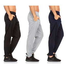 DARESAY Mens Athletic Pants with Pockets, Black/Navy/Silver, X-Large - 3-Pack