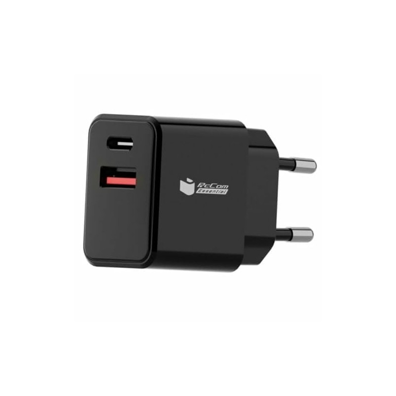 PcCom Essential 20W USB USB-C Wall Charger Black