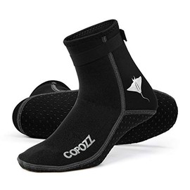 COPOZZ Dive Water Socks，3mm Neoprene Diving Socks Anti-slip Thermal Fin Socks for Swimming Snorkeling Surfing Kayaking (Black Manta, Large)