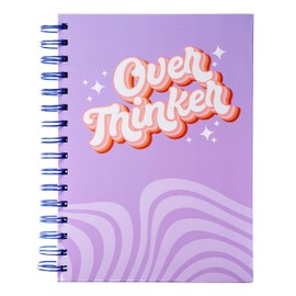 NPW Good Vibes Overthinker Notebook Spiral Bound Journal, Sparkle and Groovy Journal with a Durable, and Reflective Cover - 100 Lined Pages