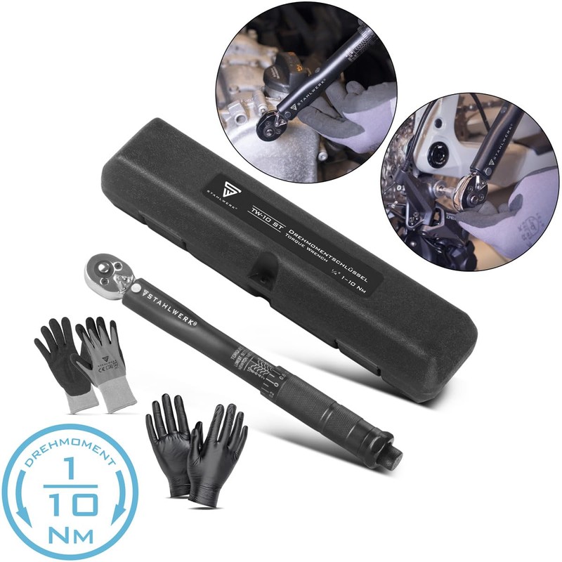 STAHLWERK Torque Wrench TW-10 ST 1-10 Nm 1/4 Inch Reversible