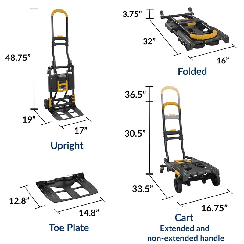 COSCO 12225YGB1E 2-in-1 Folding Hand Truck, 300 lb. Capacity, Multi-Position