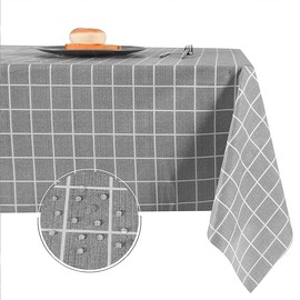 140x220cm Rectangle Checkered Table Cloth - Waterproof, Oil Proof, Spill Proof, Wipe Clean Cover for Home Kitchen Dining Buffet Party (White)