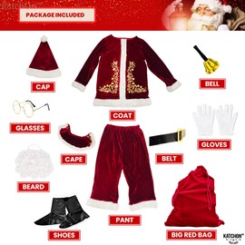 KatchOn, Santa Claus Costume for Men - 3XL, Pack of 11 | Deluxe Velvet Santa Suit, Christmas Costumes | Santa Claus Suit Adult Men | Santa Suit, Christmas Santa Costume for Men | Santa Claus Outfit