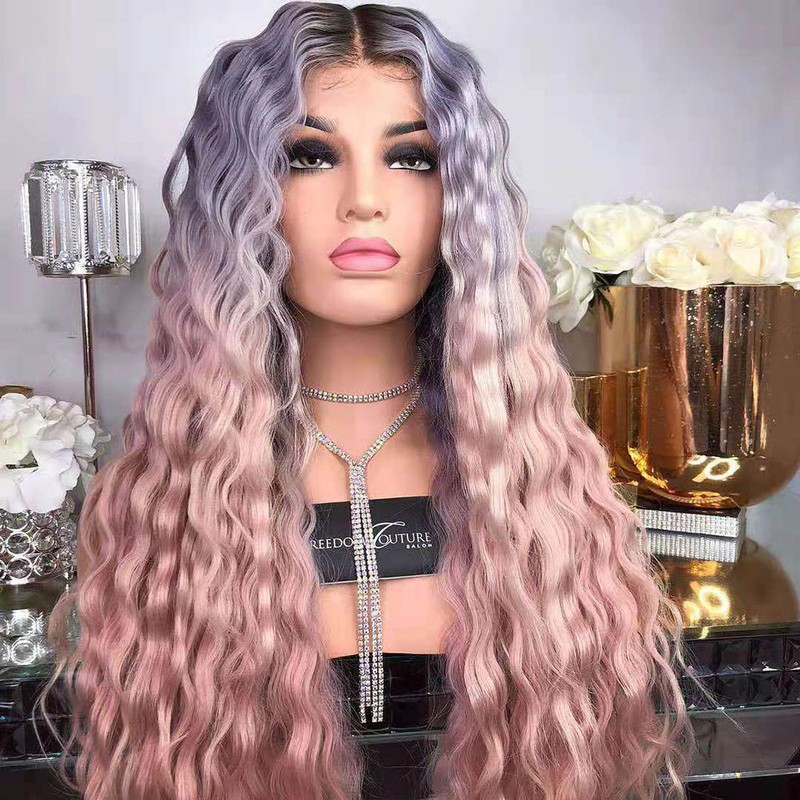 Gradation Wave Curly Synthetic Hair Women Fashion Wigs with Adjustable