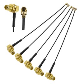 5PCS IPX U.FL to SMA Coax Cable, Right Angle SMA Female to MHF1 IPX UFL 1.13mm Pigtail Cable, 6Inch(15cm) Low Loss U.FL Elbow SM A Female Extension Jumper for Radios, Antenna, Mini PCI
