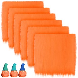 Peryiter 6 Pcs Faux Fur Fabric Squares 20"x20" 10"×10" Winter Squares Soft Faux Fur Fluffy Fabric for DIY Crafts, Costumes, Apparel, Rugs, Pillows, Decor (Orange,20 x 20 Inch)