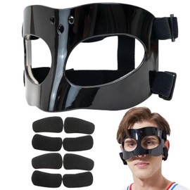 Nose Guard for Broken Nose Baseball Softball Basketball Face Mask Adjustable Face Shield Masks with Padding Nose Guard Protects Nose and Eye from Injury for Men and Women Black