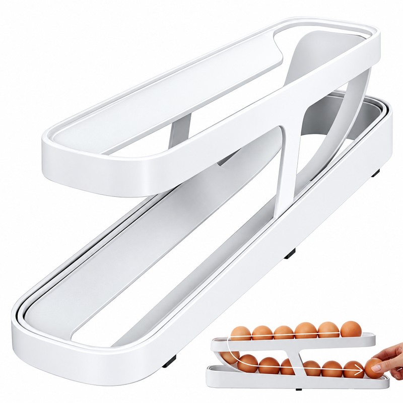 Automatic Rolling Egg Storage Box – Refrigerator Egg Organizer Rack