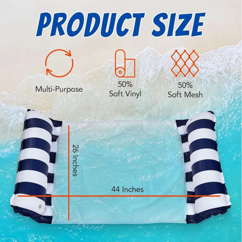 Playbees Hammock Pool Float Blue Multi-Purpose Inflatable Water Pool Float