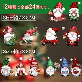 Neskatu Set of 24 Christmas Tree Ornaments Wooden Christmas Decoration Santa 12 Types Christmas Tree Decoration